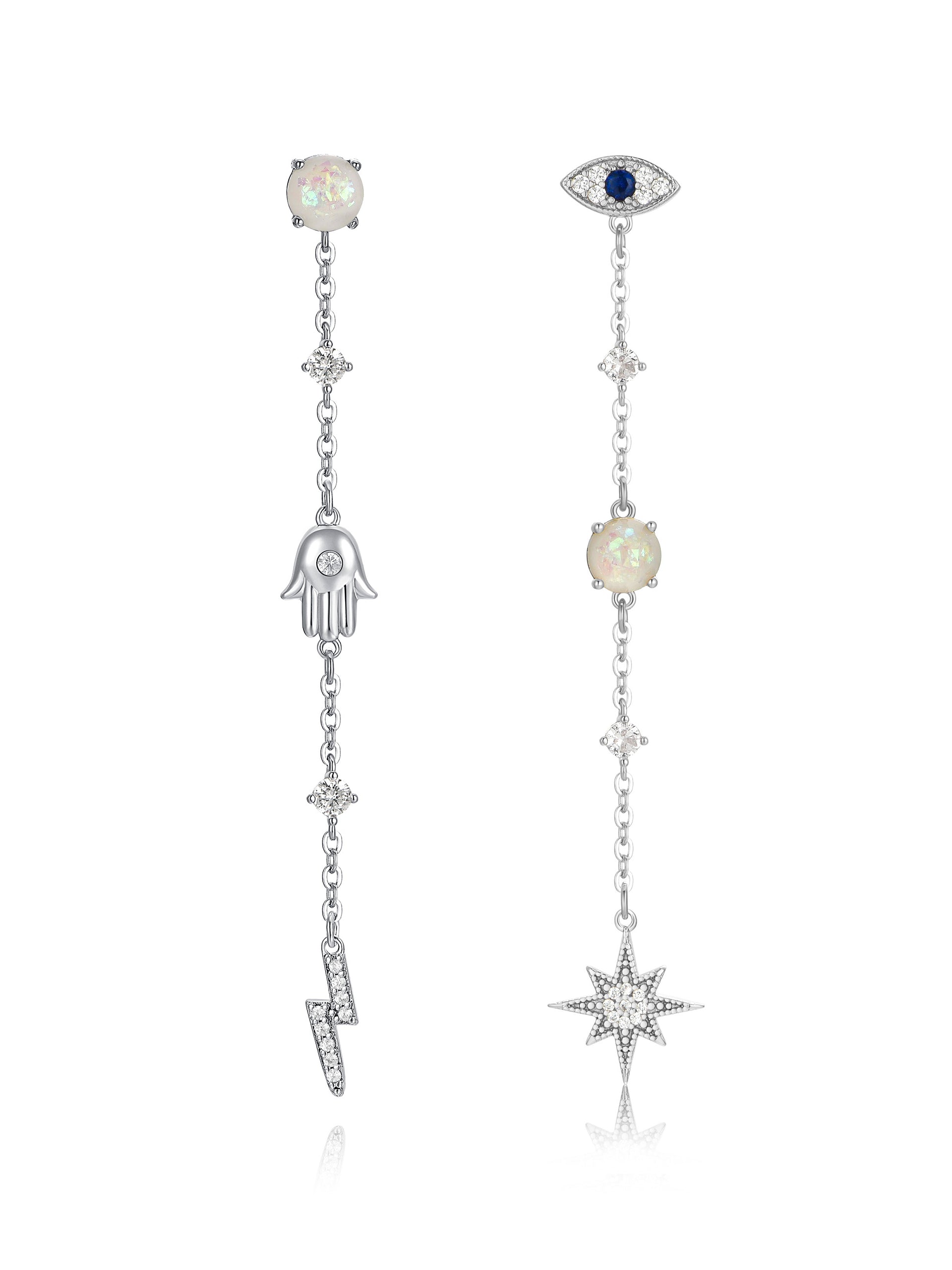 Opal Dangle Earrings with Charms - Elegant Bohemian Jewelry for Women - Perfect for Parties, Weddings & Everyday Wear
