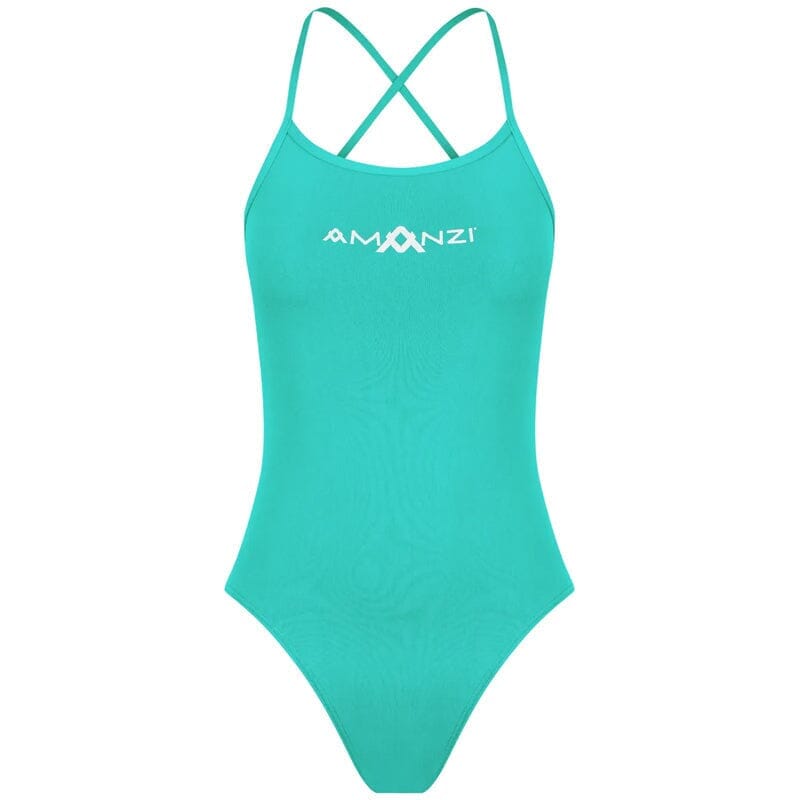 AMANZI Women's Tie Back One Piece Swimsuit - Spearmint Green Bathing Suit for Beach, Pool & Vacation | Sexy High Cut Swimwear with Adjustable Straps