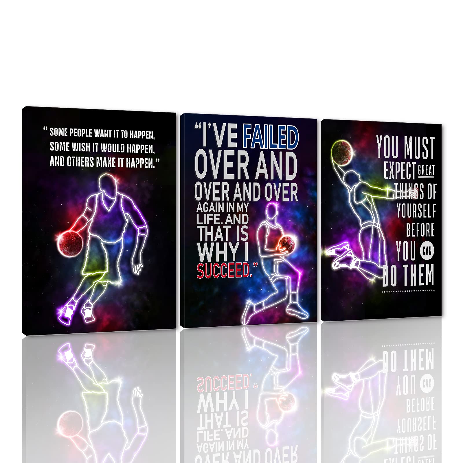 3-Piece Motivational Basketball Wall Art - 72
