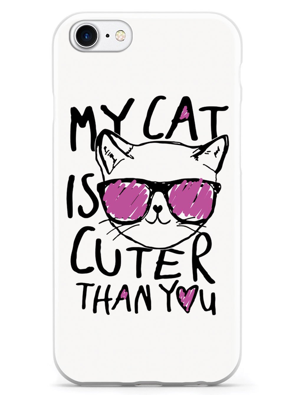Inspired Cases - iPhone 8 Case with 3D Textured Protection | Shockproof & Slim Design for Apple iPhone 8 | 'My Cat is Cuter Than You' Funny Pet Lover Case - Perfect for Daily Use, Work & Outdoor Activities
