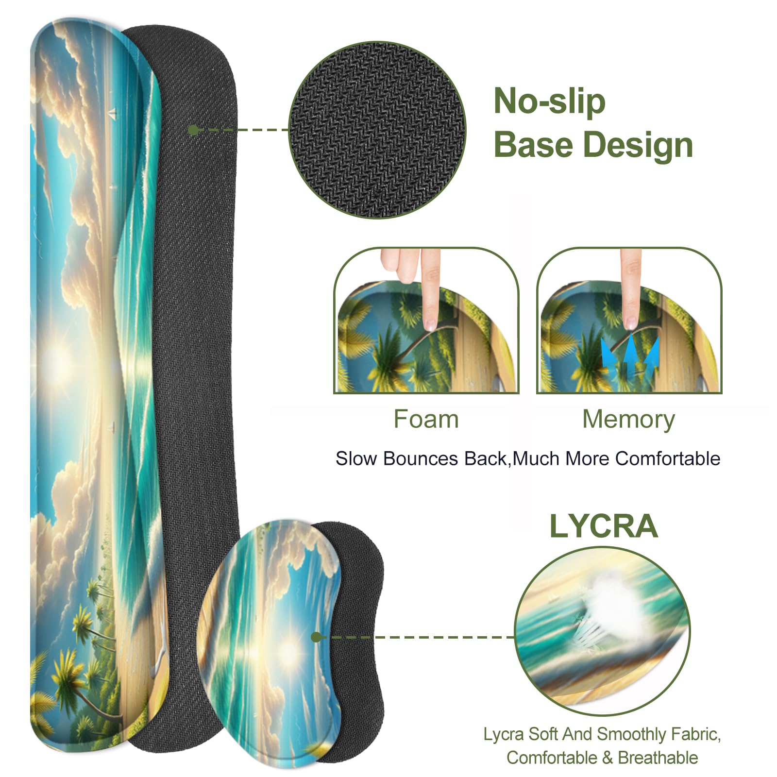Large Extended Mouse Pad with Ergonomic Keyboard Wrist Rest - Non-Slip Desk Mat & Protector for Home Office - Perfect for Gaming, Work & Sunny Beach Decor