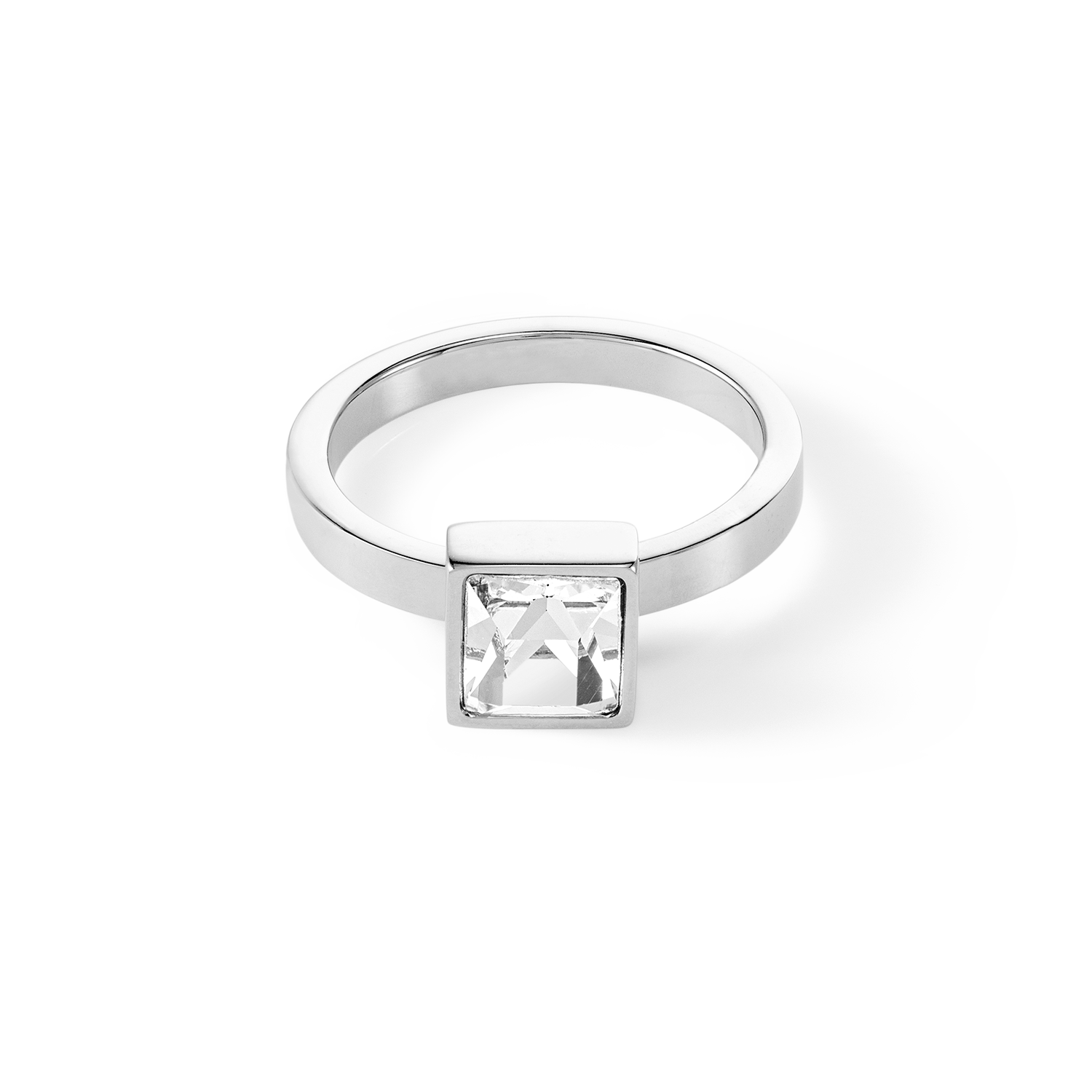 Stunning Square Big Ring - Silver Crystal Jewelry for Women, Elegant Statement Piece for Parties & Special Occasions