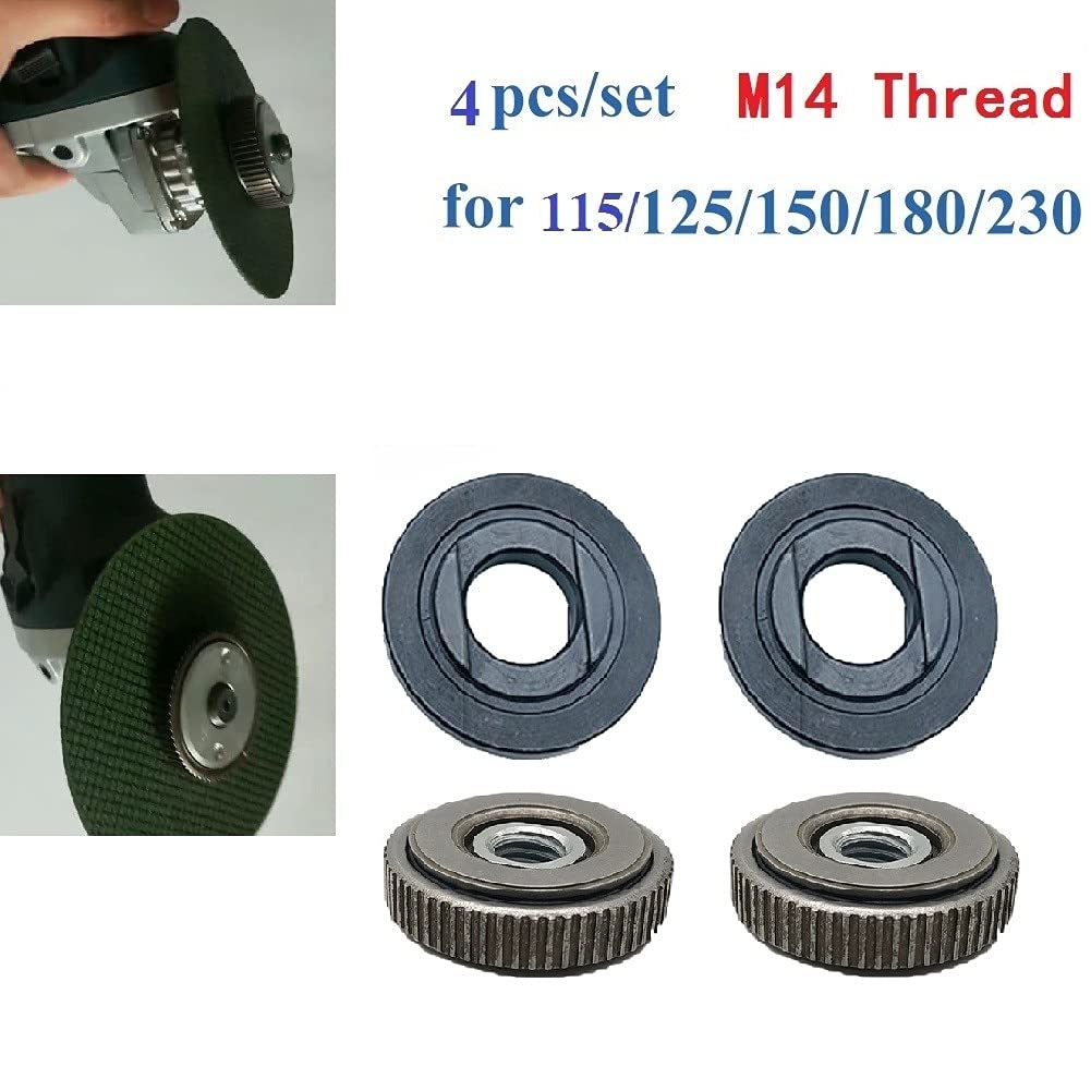 4PCS M14 Angle Grinder Locking Plate Chuck Set - SDS Quick Release Nut Clamping Device with Self-Locking Pressure Plate for Secure Blade Changes - Perfect for Metal Cutting, Woodworking & DIY Projects