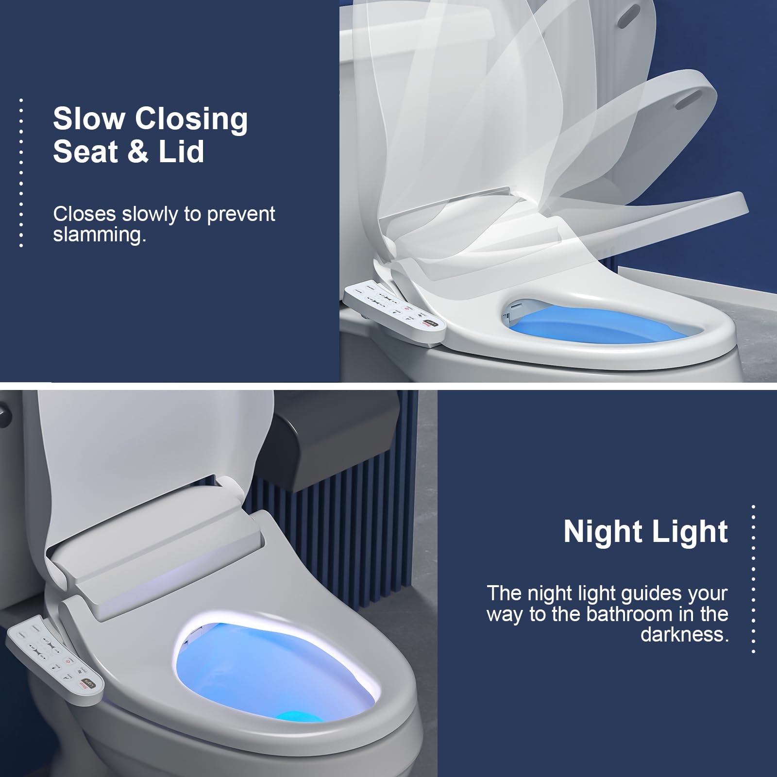 ZMJH 236 Smart Bidet Toilet Seat - Elongated, Heated Seat with Warm Water Wash, Vortex Nozzle, Front & Rear Cleaning, Warm Air Dryer, LED Night Light - White (Electrical Outlet Required) | Perfect for Modern Bathrooms, Elderly Care & Hygienic Living