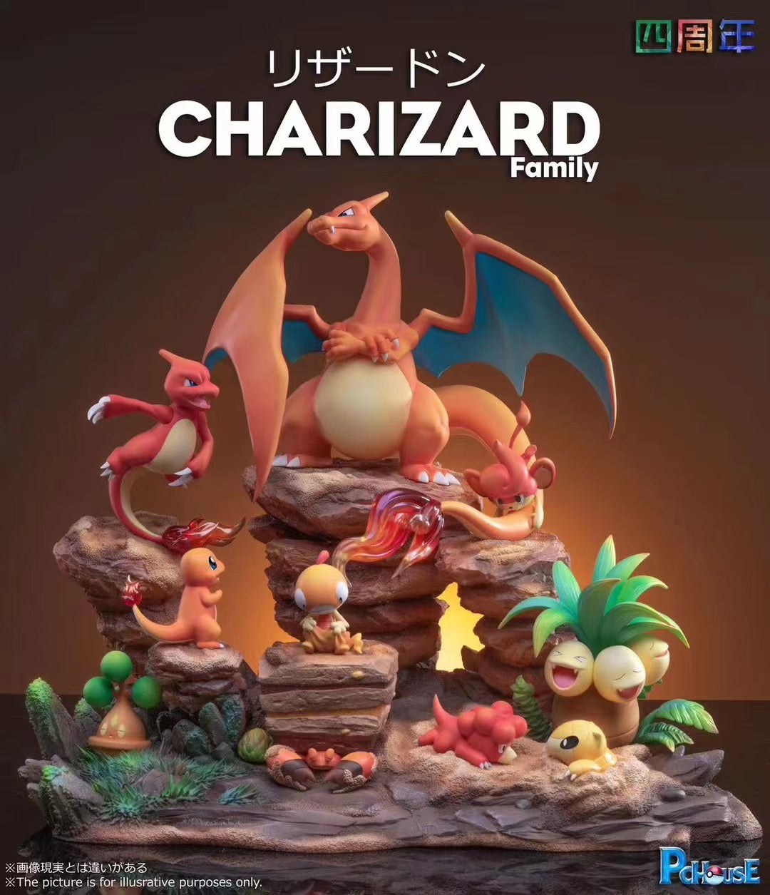 PcHouse Studio Charizard Family Pokemon Plush Toys - Perfect for Collectors, Gifts, and Kids' Room Decor