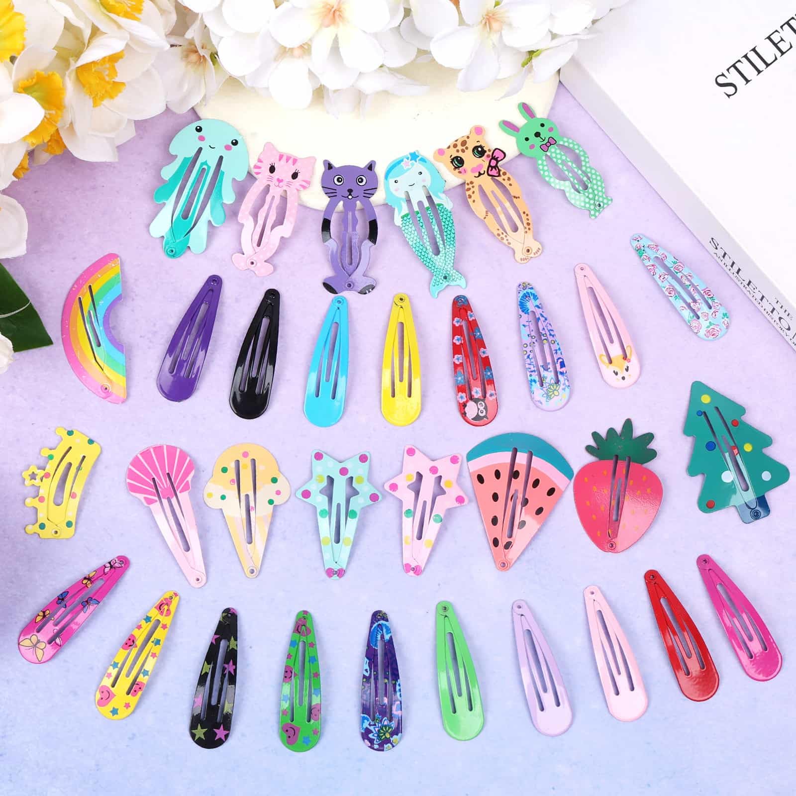 Anezus 80 Pcs Non-Slip Metal Hair Clips for Girls, Kids, Teens & Women - Snap Hair Barrettes for School, Party & Everyday Hairstyles