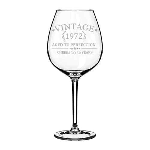 Vintage 1972 50th Birthday Wine Glass - Large 20oz Stemmed Glass for Anniversary Celebrations & Special Occasions