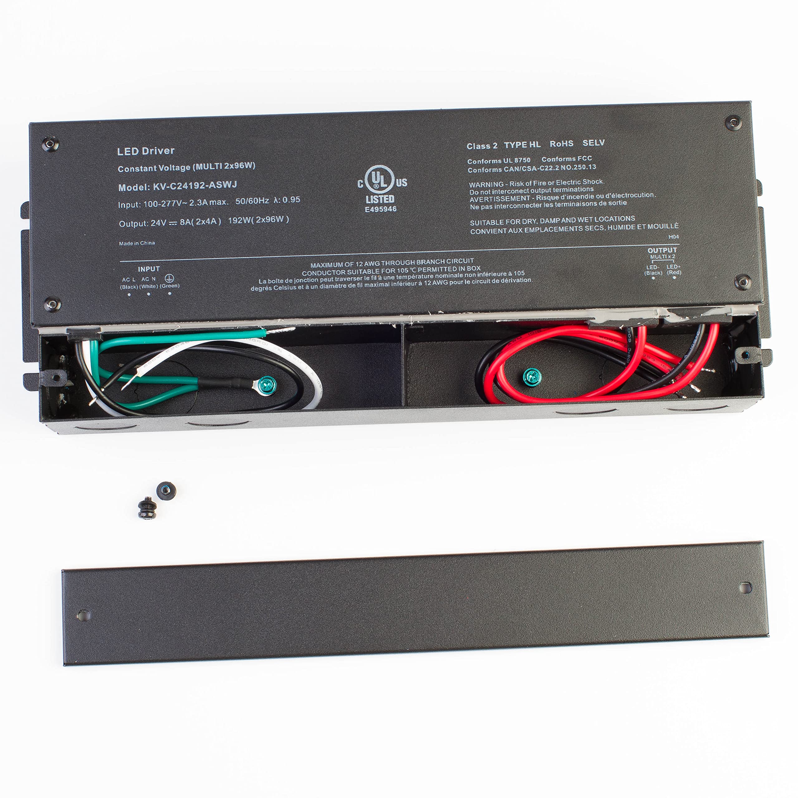 UL Listed 24V 192W LED Power Supply Driver - Class 2 Multi-Channel Output (96W x2) for LED Strip Lights - Perfect for Under Cabinet, Kitchen Lighting, and Tape Module Applications