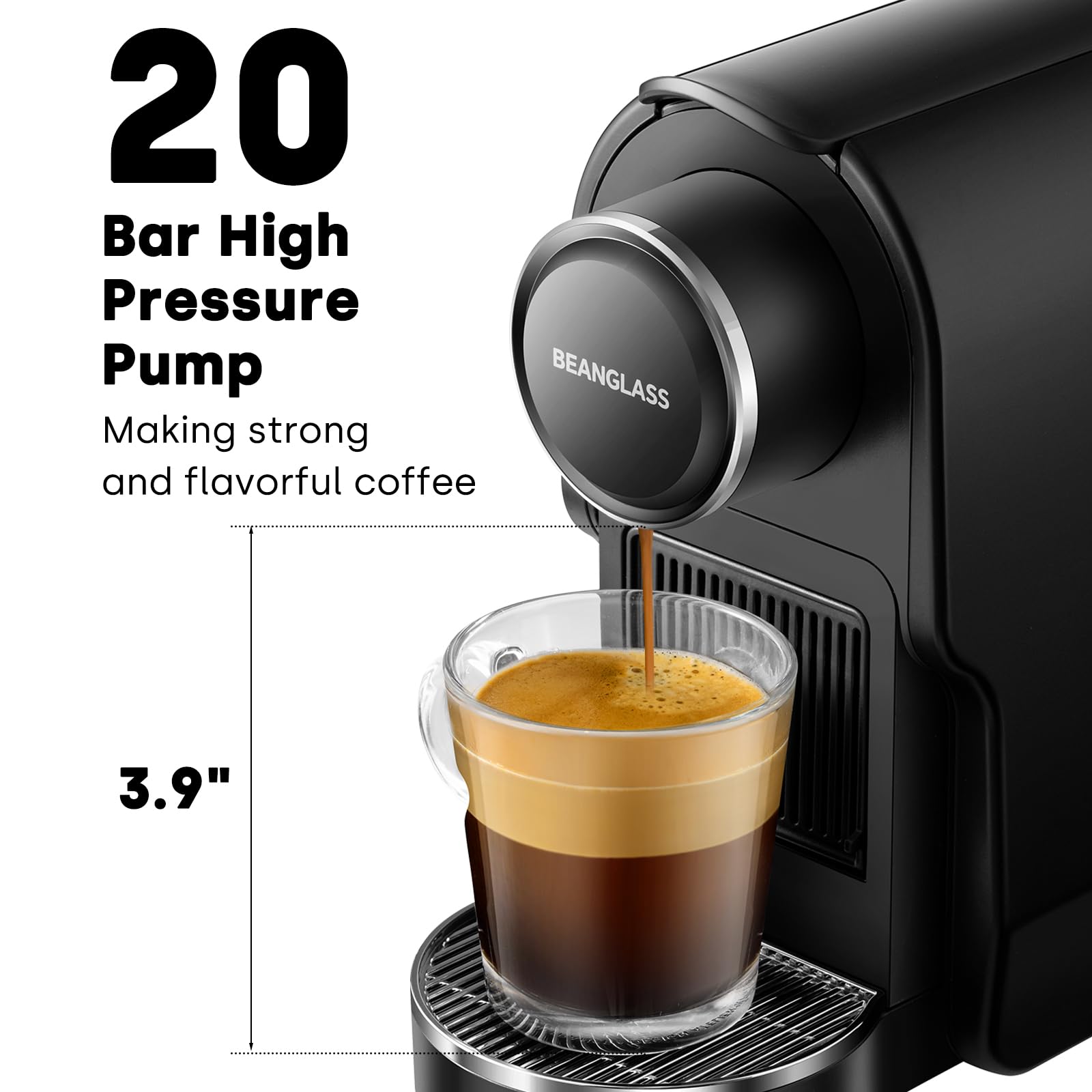 Compact 20 Bar Espresso Pod Machine - Compatible with NS Original Capsules, Removable Water Tank for Cappuccino, Latte & Black Coffee | Perfect for Home, Office & Small Spaces