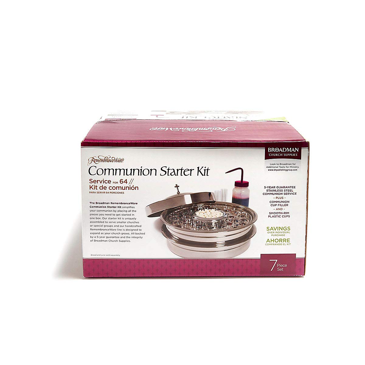 Broadman Church Supplies RemembranceWare Communion Starter Kit - Silver Plated for Holy Communion, Baptism & Church Services - Perfect for Churches, Chapels & Home Worship