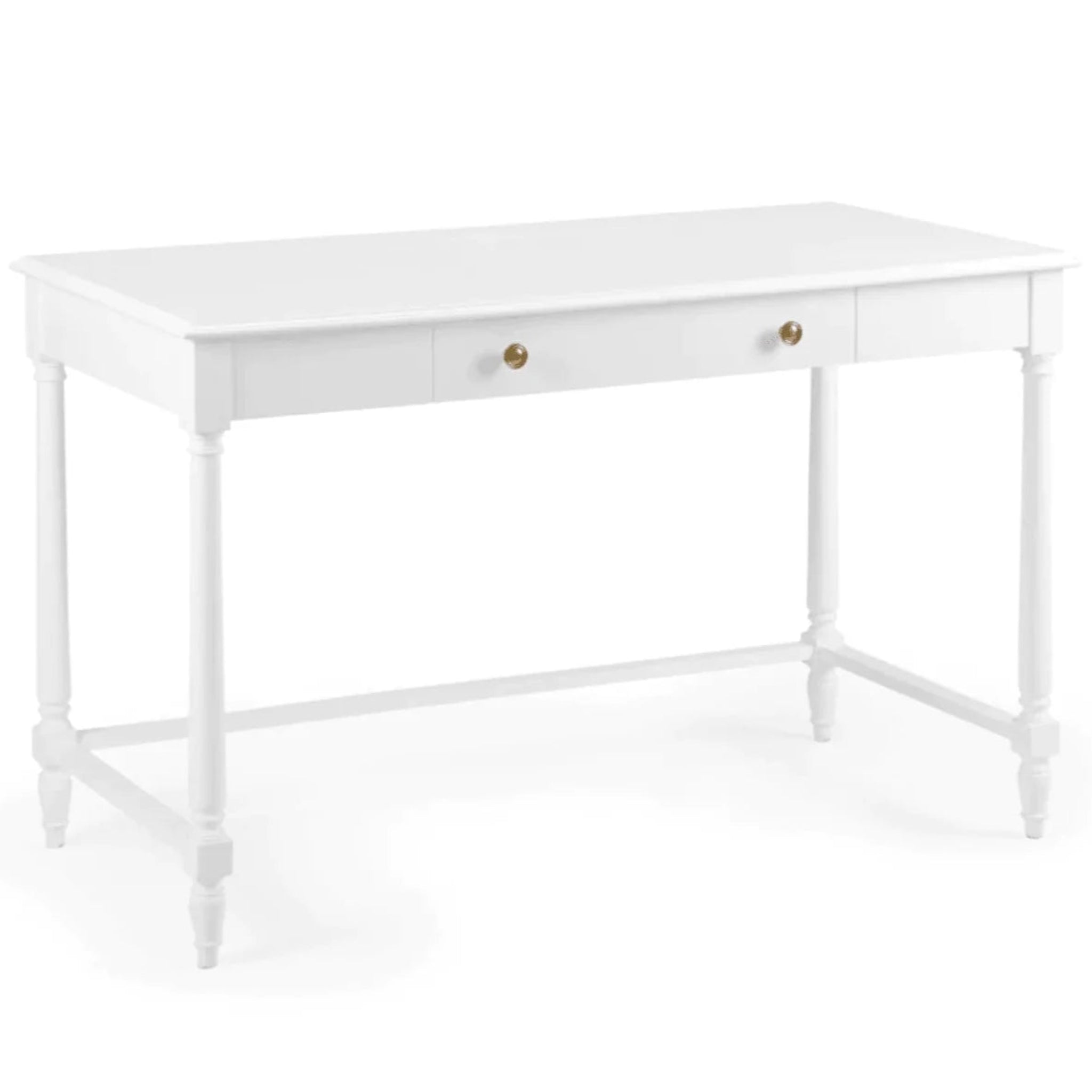 Handmade Custom Painted Wooden Two-Drawer Writing Desk with Turned Legs - Perfect for Home Office, Study Room & Dormitory Decor