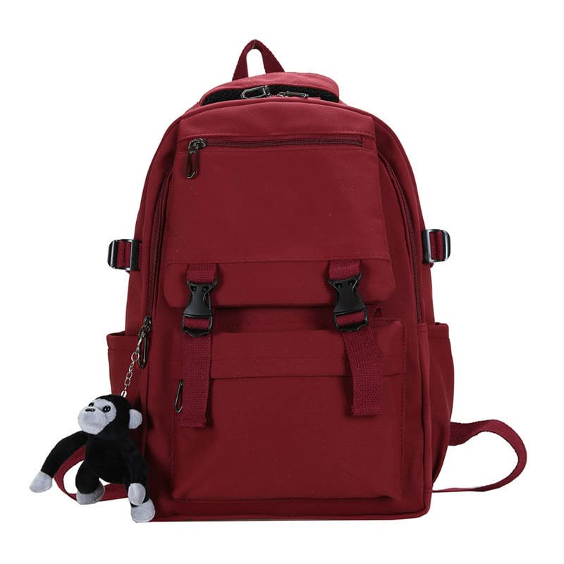 Cute Plush Backpack for Girls - School & Travel Pendant Bag (Red)