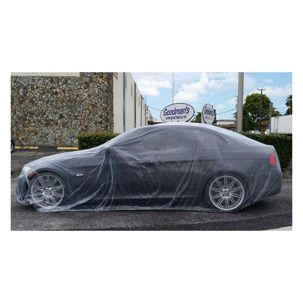 20 Pack Clear Disposable Plastic Car Covers with Elastic Band - Medium Size 21' x 12.5' - Waterproof Dust Protection for Vehicles, Outdoor Parking & Travel Storage