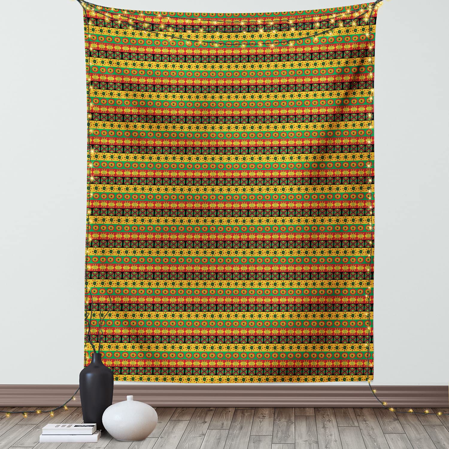Ambesonne Tribal Tapestry Wall Hanging - 60x80 Inch Bohemian Decor with Oriental Geometric Patterns for Bedroom, Living Room & Dorm - Perfect for Boho Home Decor, Meditation Spaces & Festival Backdrops