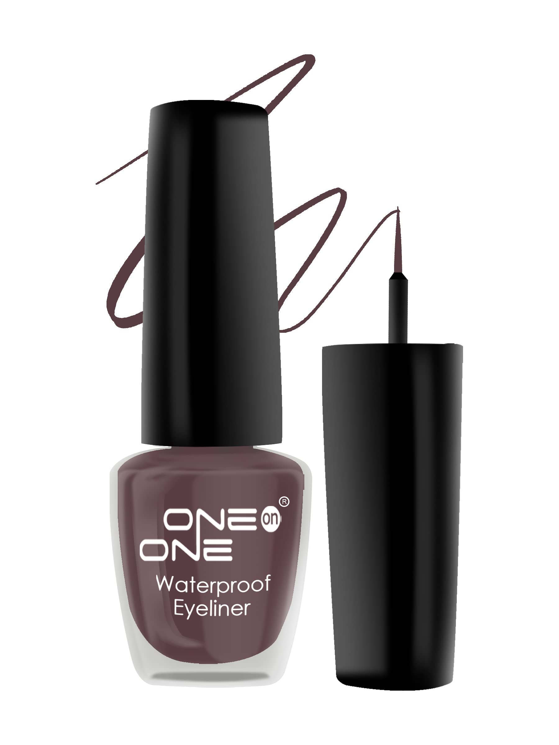 ONE on ONE Waterproof Eyeliner, Brown 5ml | Quick Dry Smudge Proof, Transfer Proof Long Lasting Eye Liner for Eye Makeup | Perfect for Swimming, Gym & All-Day Wear