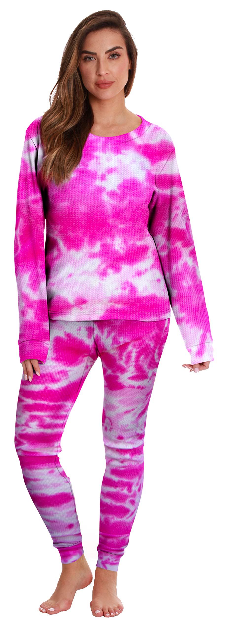 Just Love Women's Tie Dye Two-Piece Thermal Pajama Set - Cozy Winter Sleepwear for Cold Nights, Lounge Wear & Holiday Gift