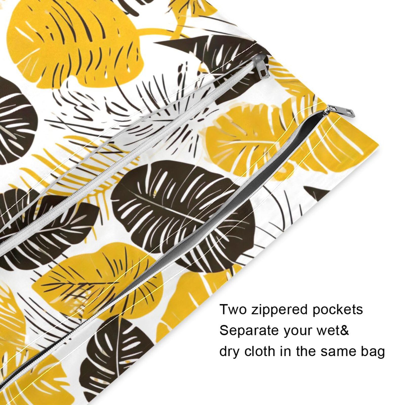 **Waterproof Wet Dry Bag Set of 2 - Tropical Leaves Design for Diapers, Swimwear & Gym Clothes | Beach, Travel & Pool Essentials**