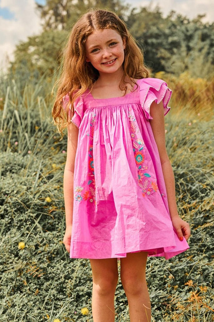 Nellystella Chloe Candy Grape Girls' Dress - Cute & Stylicious Floral Print Party Dress for Toddler Girls 1-5 Years | Perfect for Birthday Parties, Photo Shoots & Special Occasions