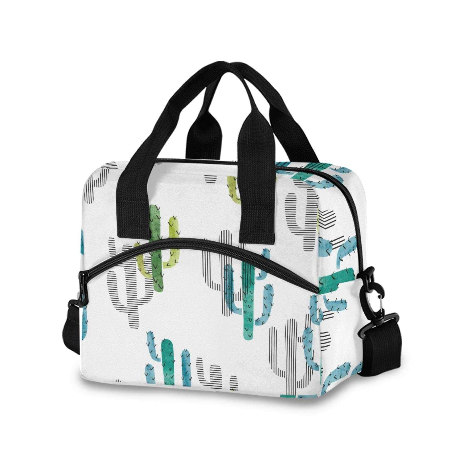 Aztec Cactus Lunch Bags for Women - Insulated Crossbody Lunch Box Cooler Bag with Adjustable Strap - Perfect for Work, School, Picnics & Outdoor Activities