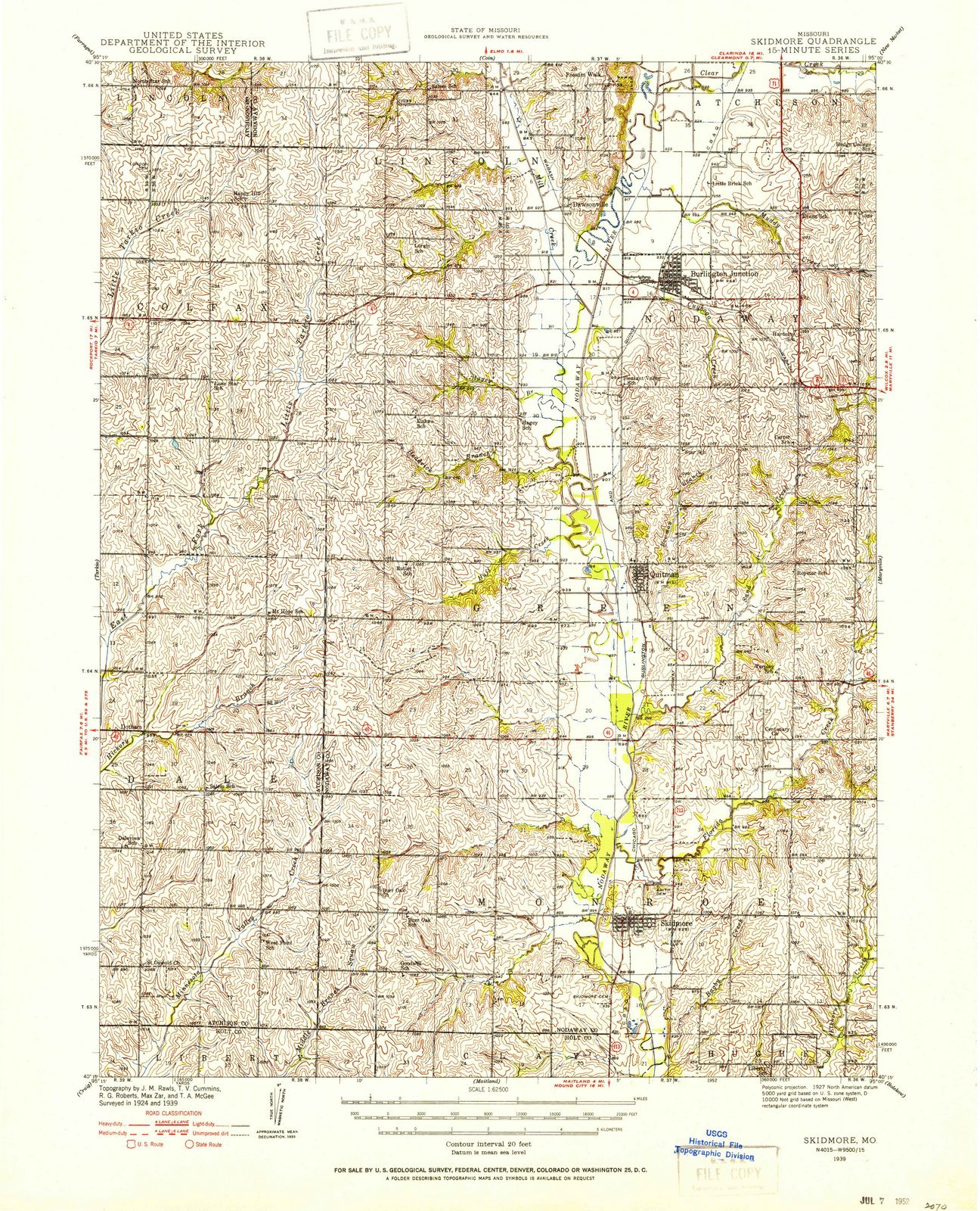 1939 Skidmore, MO USGS Historical Topographic Map - Vintage Missouri Wall Art Decor - 44x55 Inch Large Framed Map for Home Office & Classroom Decor - Perfect for History Buffs & Map Collectors