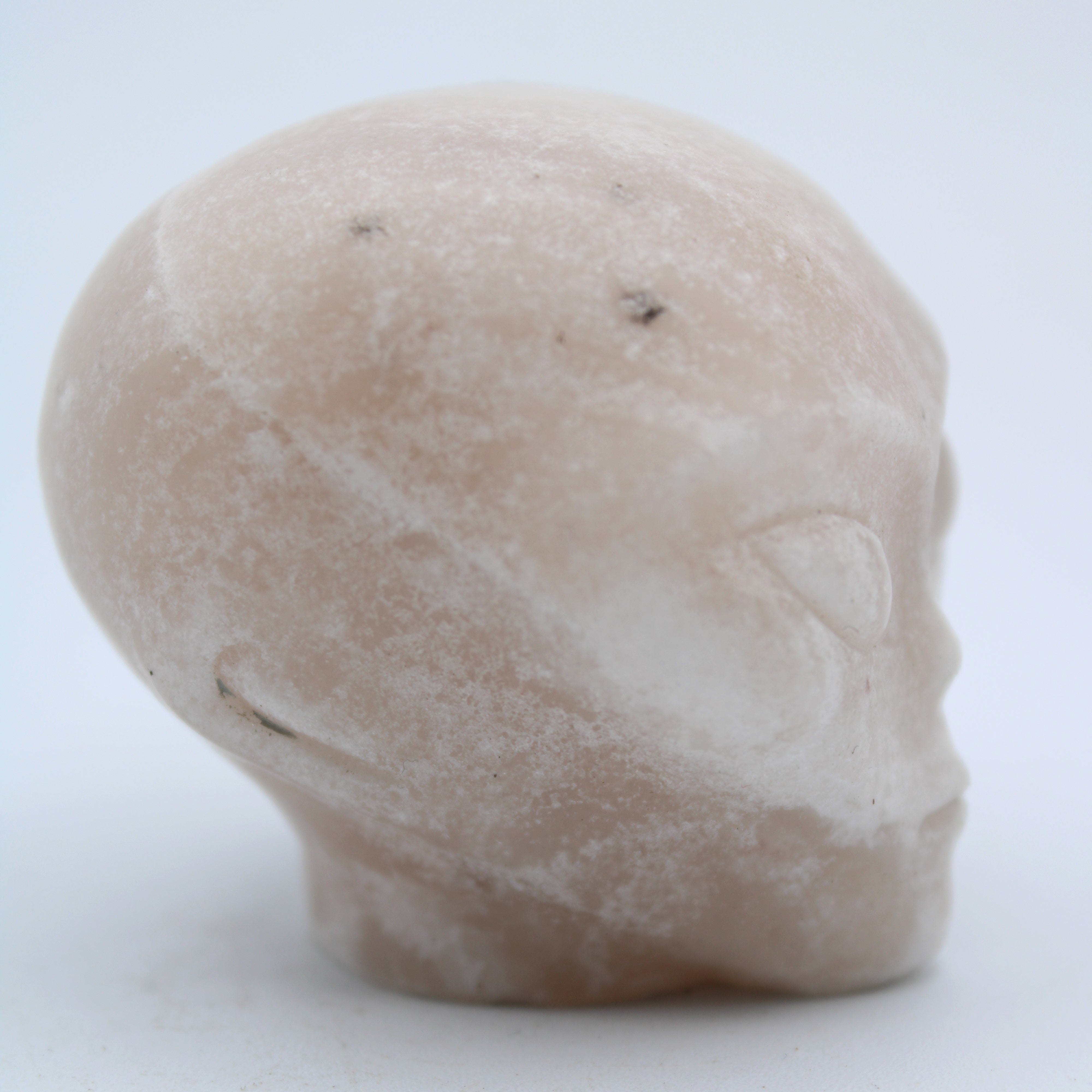 Calcite Alien Head Carving - Unique Handmade Stone Sculpture for Home Decor, Office Display & Gift Giving