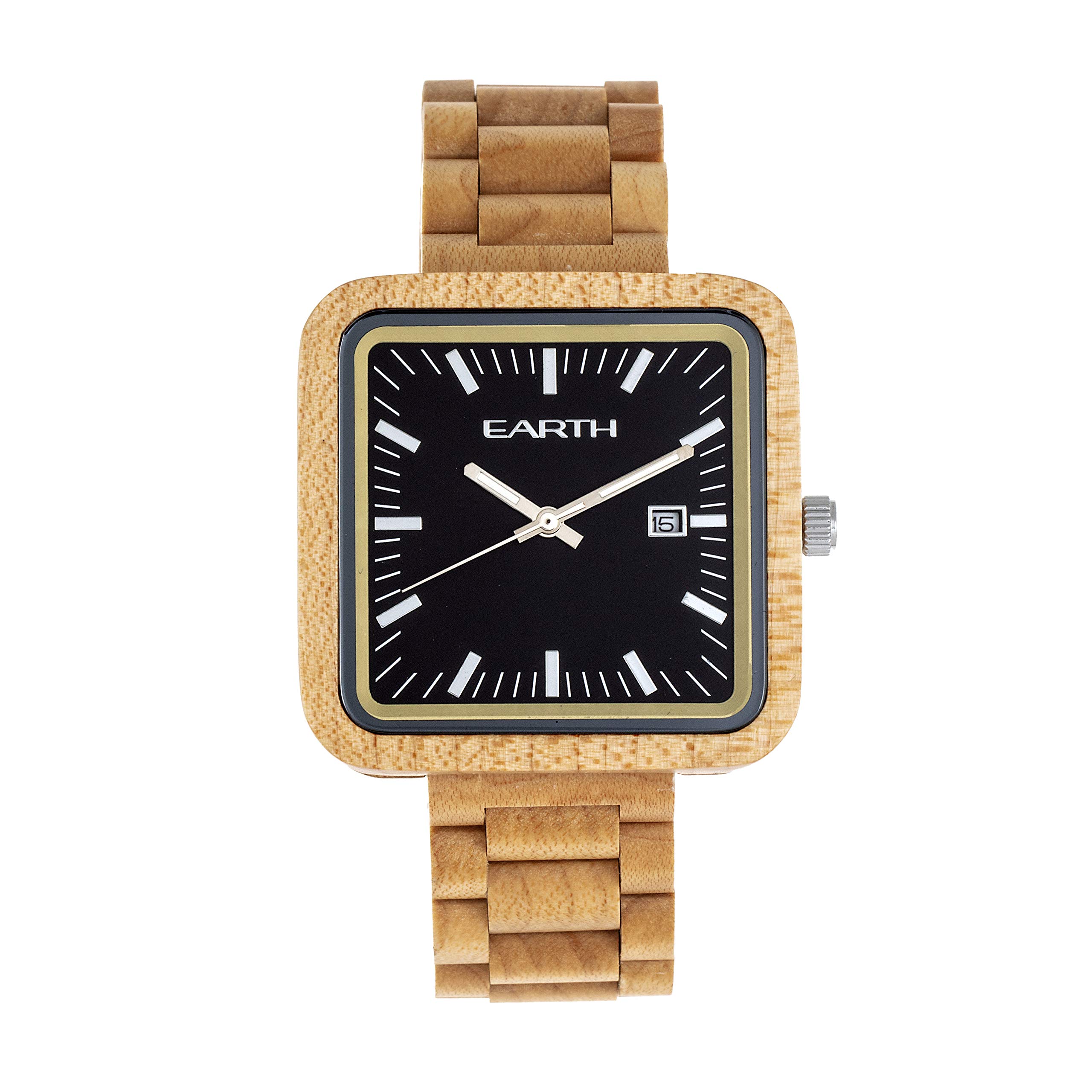 Earth Wood Berkshire Bracelet Watch with Date Display - Stylish Wooden Wristwatch for Men & Women - Perfect for Outdoor Adventures, Casual Wear & Eco-Friendly Gifts