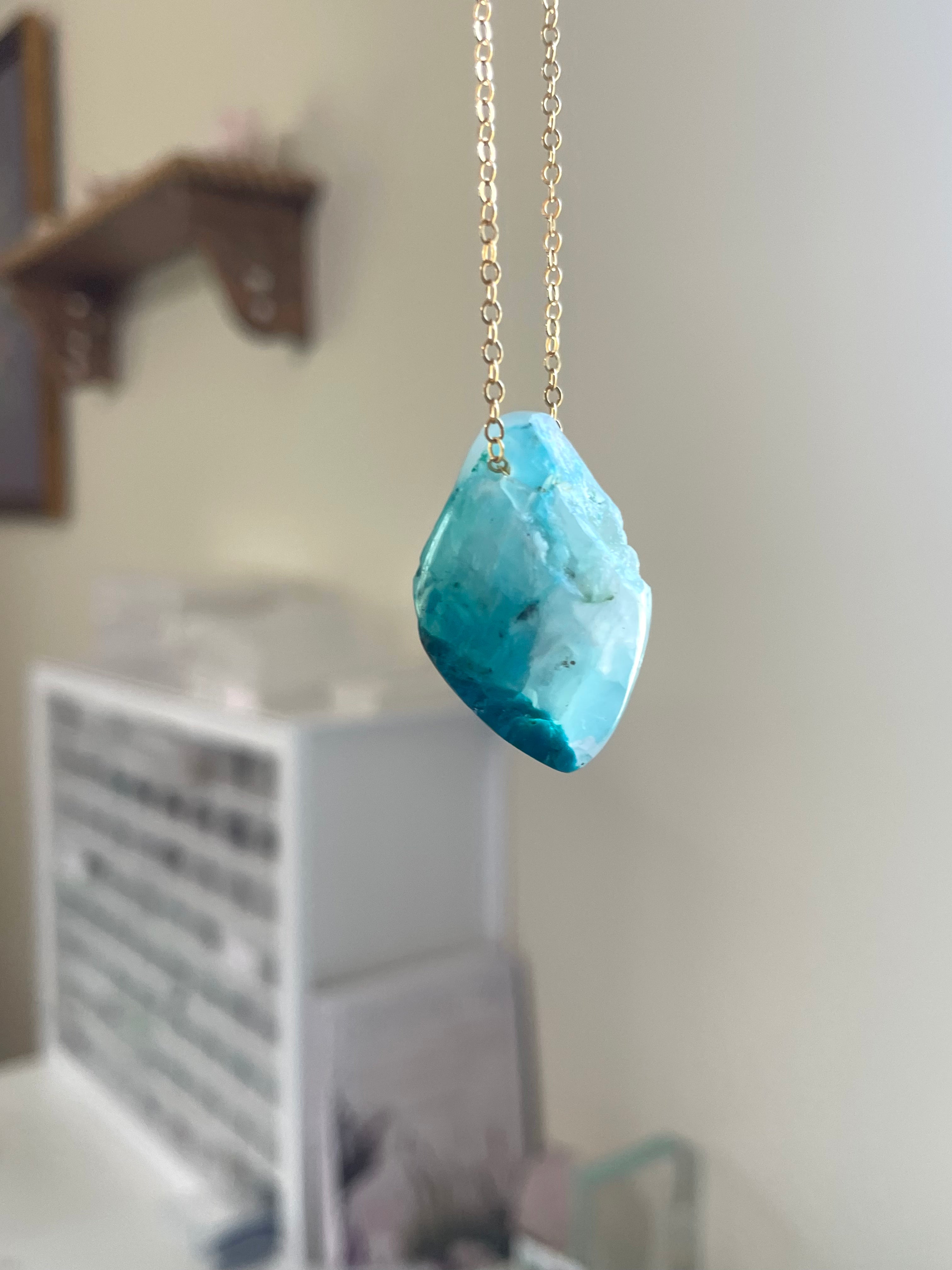 Raw Chrysocolla Pendant Necklace - Natural Stone Jewelry for Women, Healing Crystal Necklace for Spiritual Energy & Chakra Balancing | Perfect for Meditation, Yoga & Boho Fashion