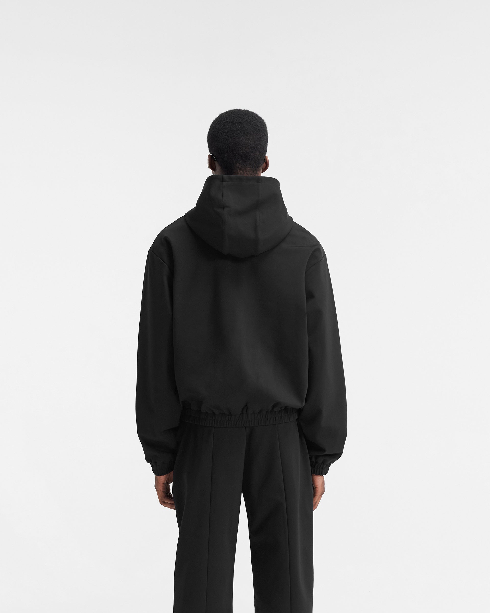 Men's Black Hooded Tracksuit Jacket - Lightweight Zippered Athletic Pullover for Running, Gym & Casual Wear