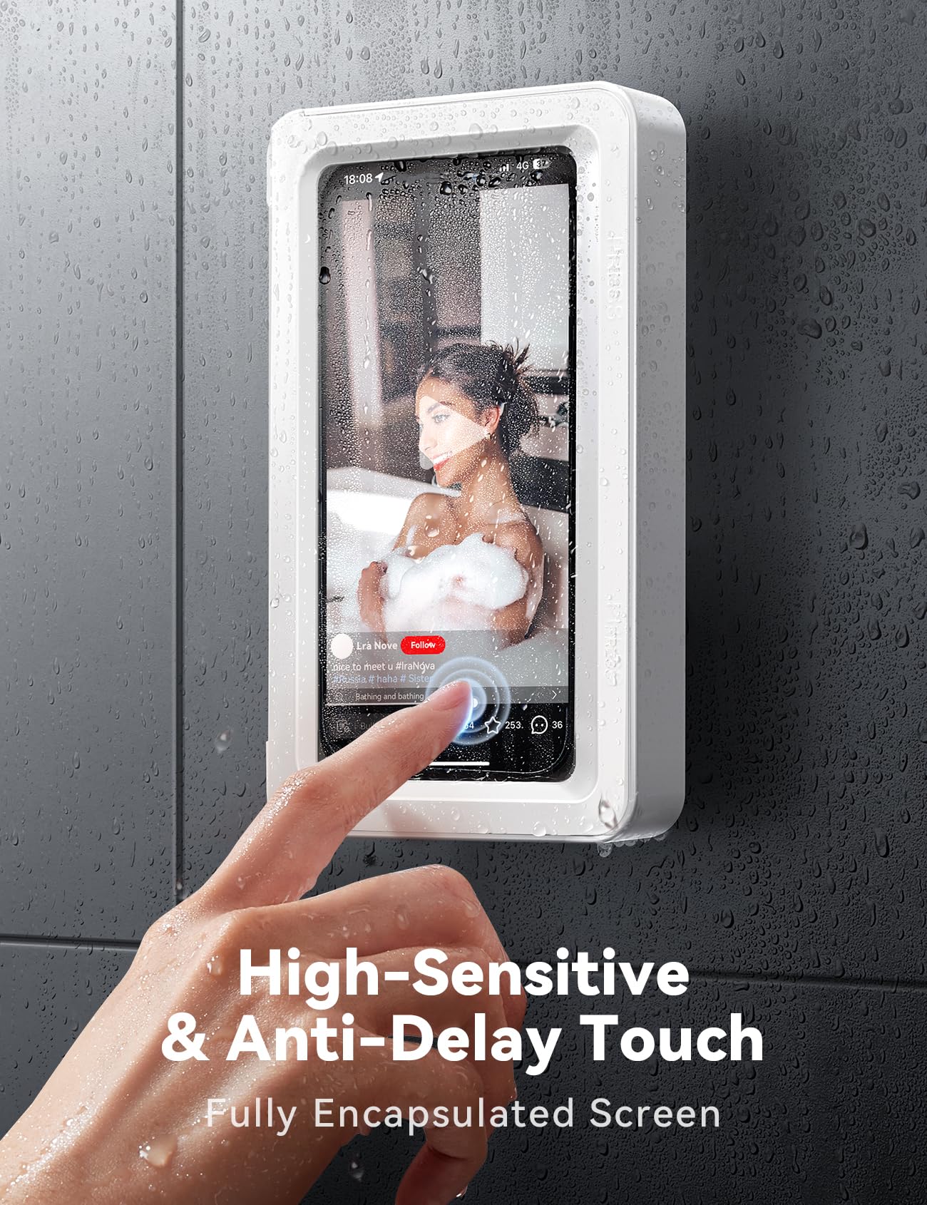 JOYROOM Waterproof Shower Phone Holder - 480° Adjustable Rotation, Anti-Fog Bathroom Phone Mount Stand for iPhone Samsung 4-7