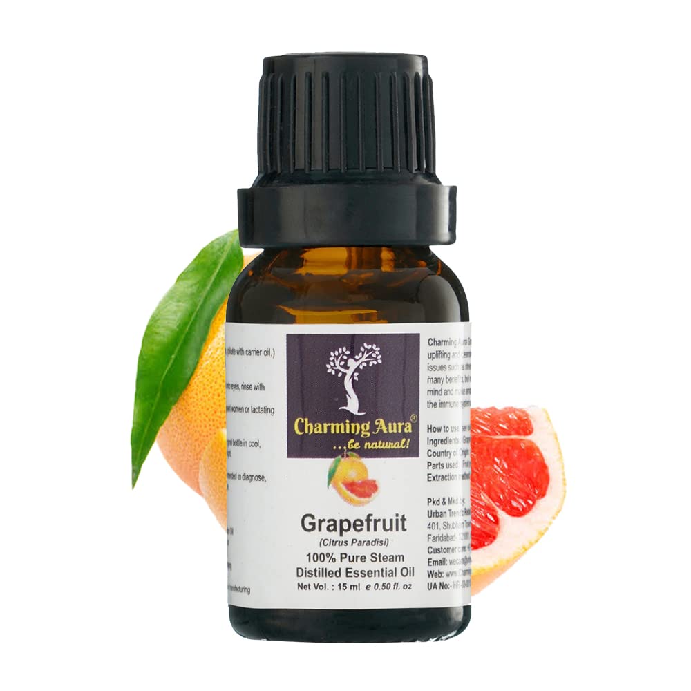 Natural Grapefruit Essential Oil 15ml - Disinfect Surfaces, Cleanse Body, Reduce Stress, Boost Immunity, Decrease Water Retention - Aromatherapy for Home & Wellness