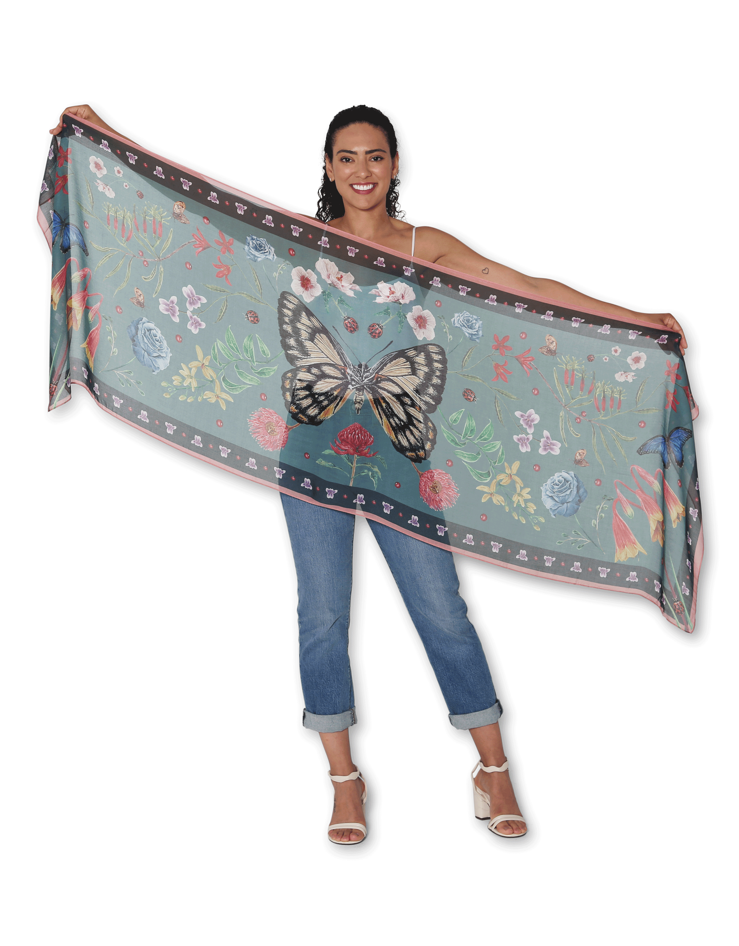 The Artists Label Scarf - Floral Print Fashion Scarf for Women | Perfect for Spring Outfits, Office Wear & Special Occasions