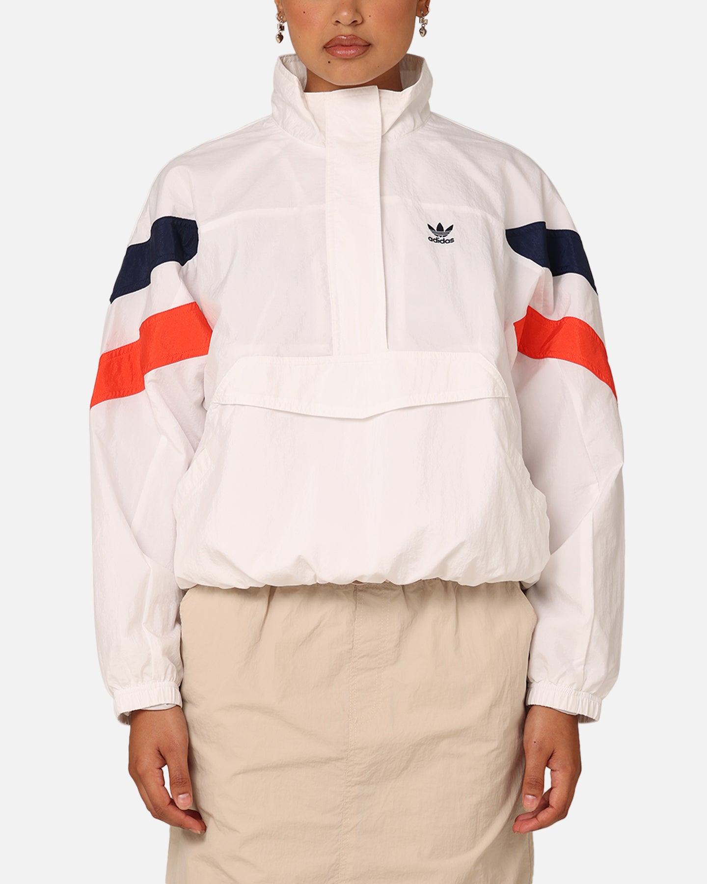 Adidas Women's Half Zip Windbreaker Jacket - Lightweight Water-Resistant Running Hoodie (Cloud White) for Outdoor Jogging & Casual Wear