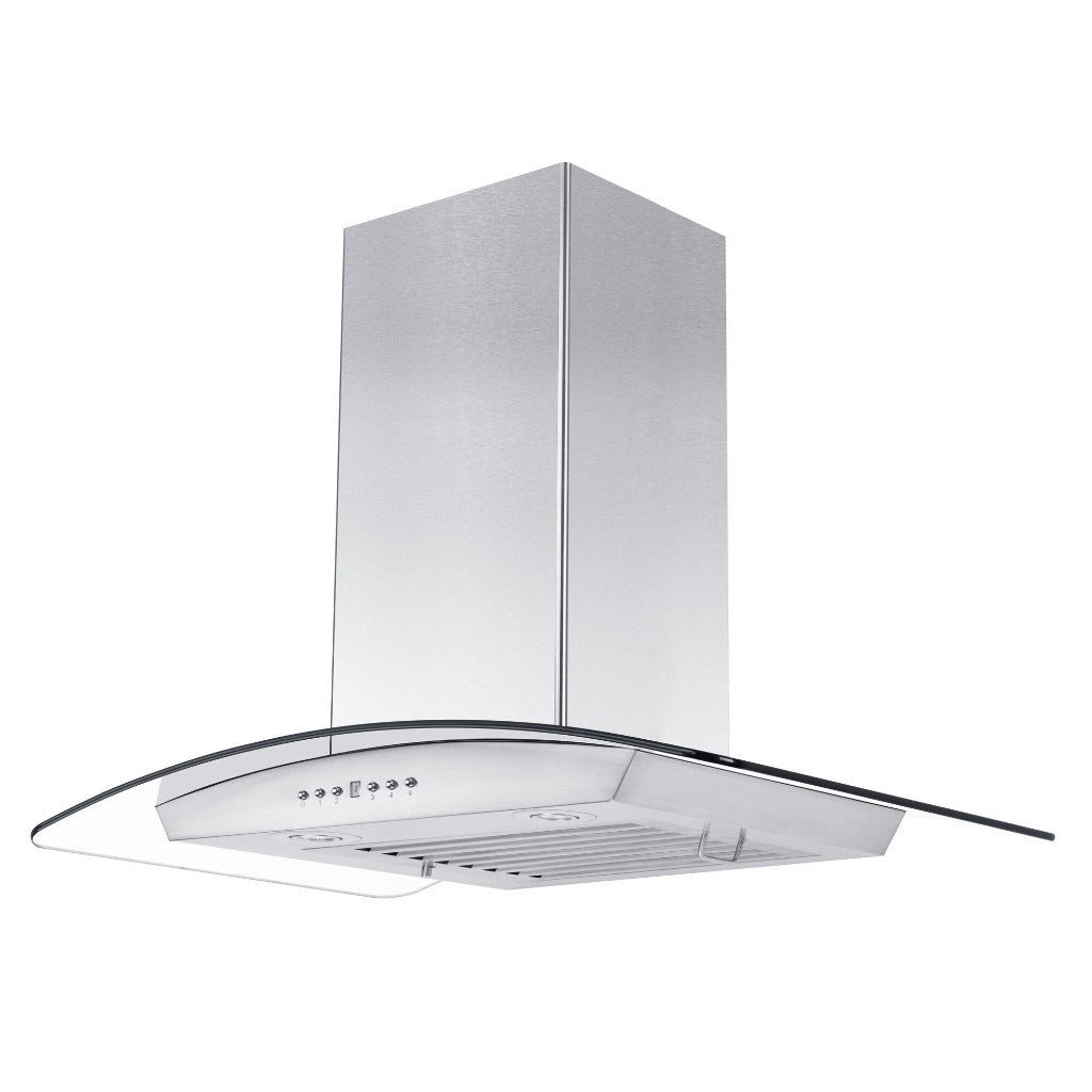 ZLINE Convertible Vent Wall Mount Range Hood - Stainless Steel & Glass Design with Crown Molding (KZCRN) - Perfect for Modern Kitchens & Open Concept Homes