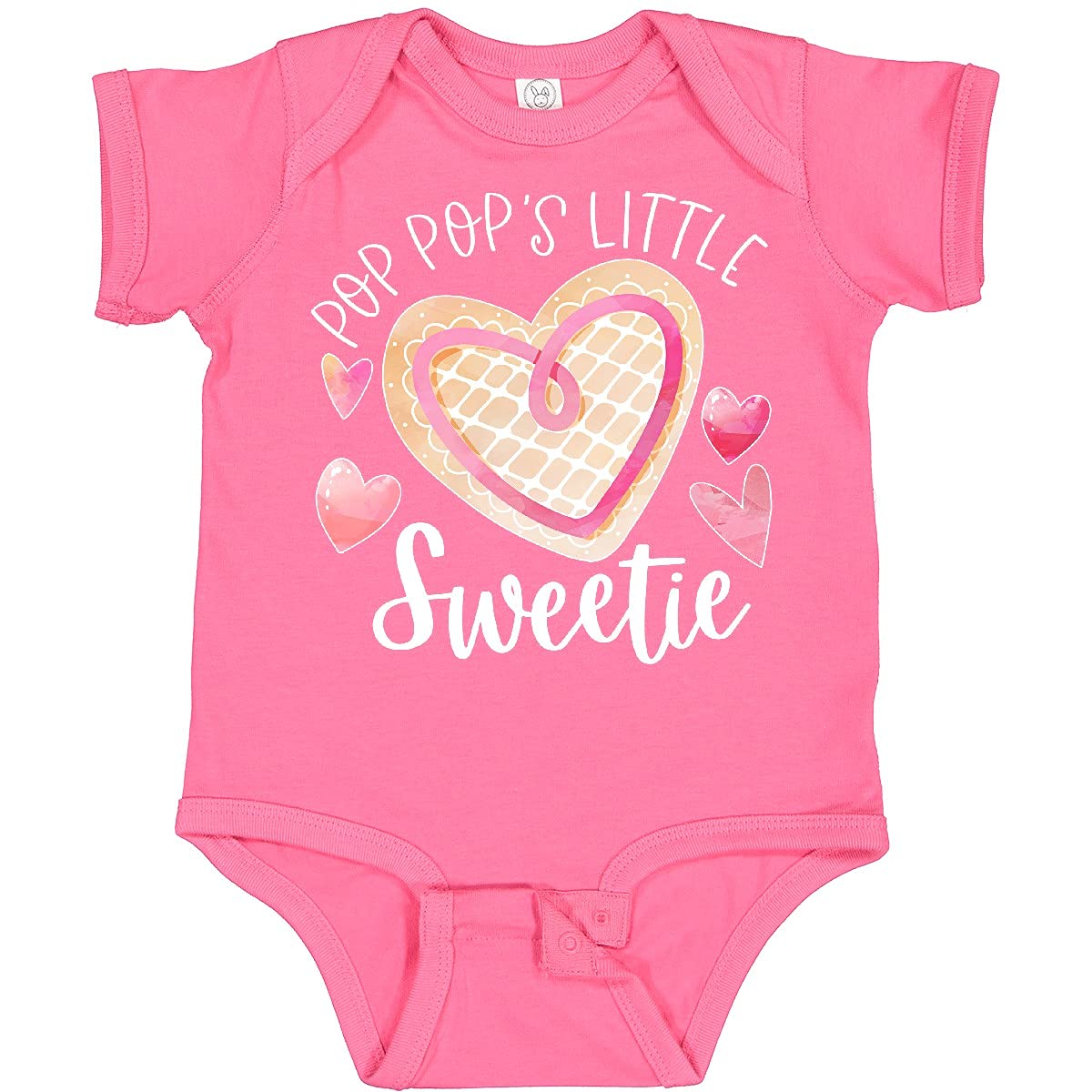 Inktastic Pop Pop's Little Sweetie Baby Bodysuit - Pink Heart Cookie Design | Soft Cotton Onesie for Infants & Toddlers | Perfect for Family Photos, Holidays & Everyday Wear