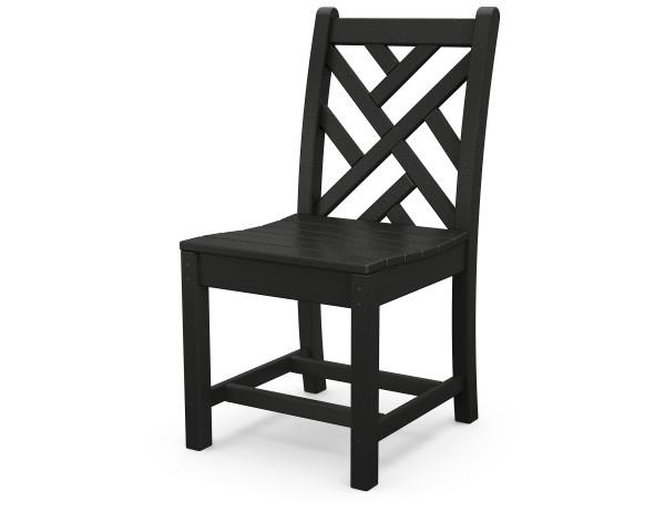 Polywood Black Chippendale Dining Side Chair - Weather-Resistant Outdoor/Indoor Dining Chair - Perfect for Patio, Garden, Restaurant & Home Decor