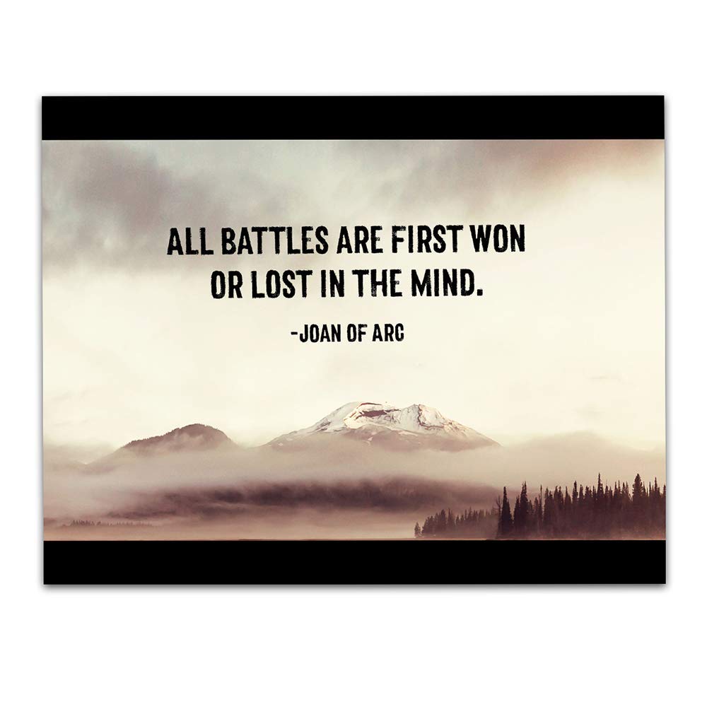 TJ Originals - Joan of Arc Christian Bible Quote Wall Art Print 11x14 Inches, Inspirational Bible Verse Decor for Home & Office, Motivational Gift for Family & Friends (Calm Lake Design) - Perfect for Living Room, Bedroom, Church & Spiritual Spaces