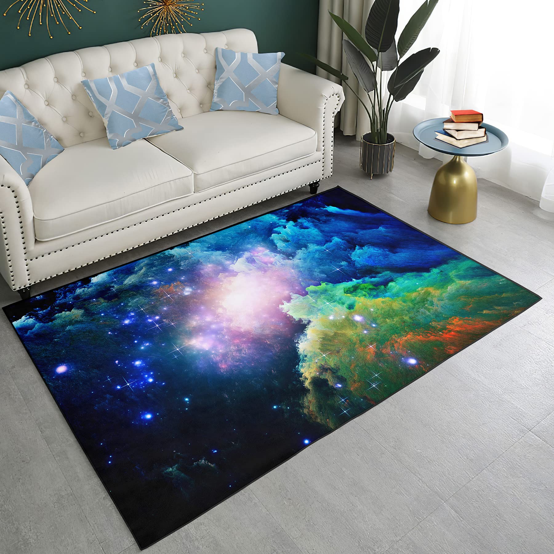 Galaxy Area Rugs - Universe & Nebula Space Themed Rugs for Living Room, Bedroom, Kitchen, Office - Modern Home Decor for Sci-Fi & Astronomy Lovers - Perfect for Space Themed Rooms, Kids' Bedrooms & Home Theaters