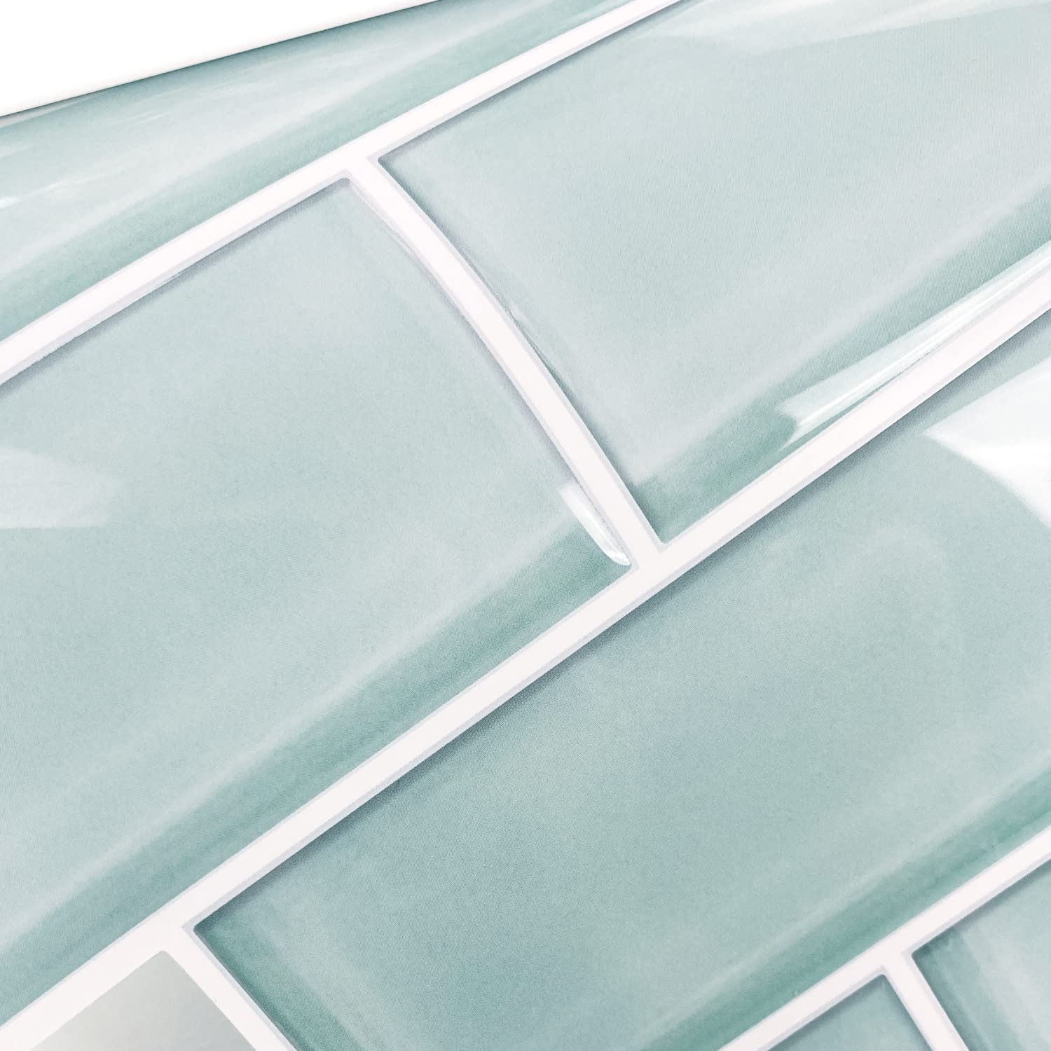 RoomMates TIL4964FLT Aqua Seaglass Peel and Stick Subway Tile - Self-Adhesive Waterproof Wall Stickers for Kitchen Backsplash, Bathroom, Laundry Room & Home Decor
