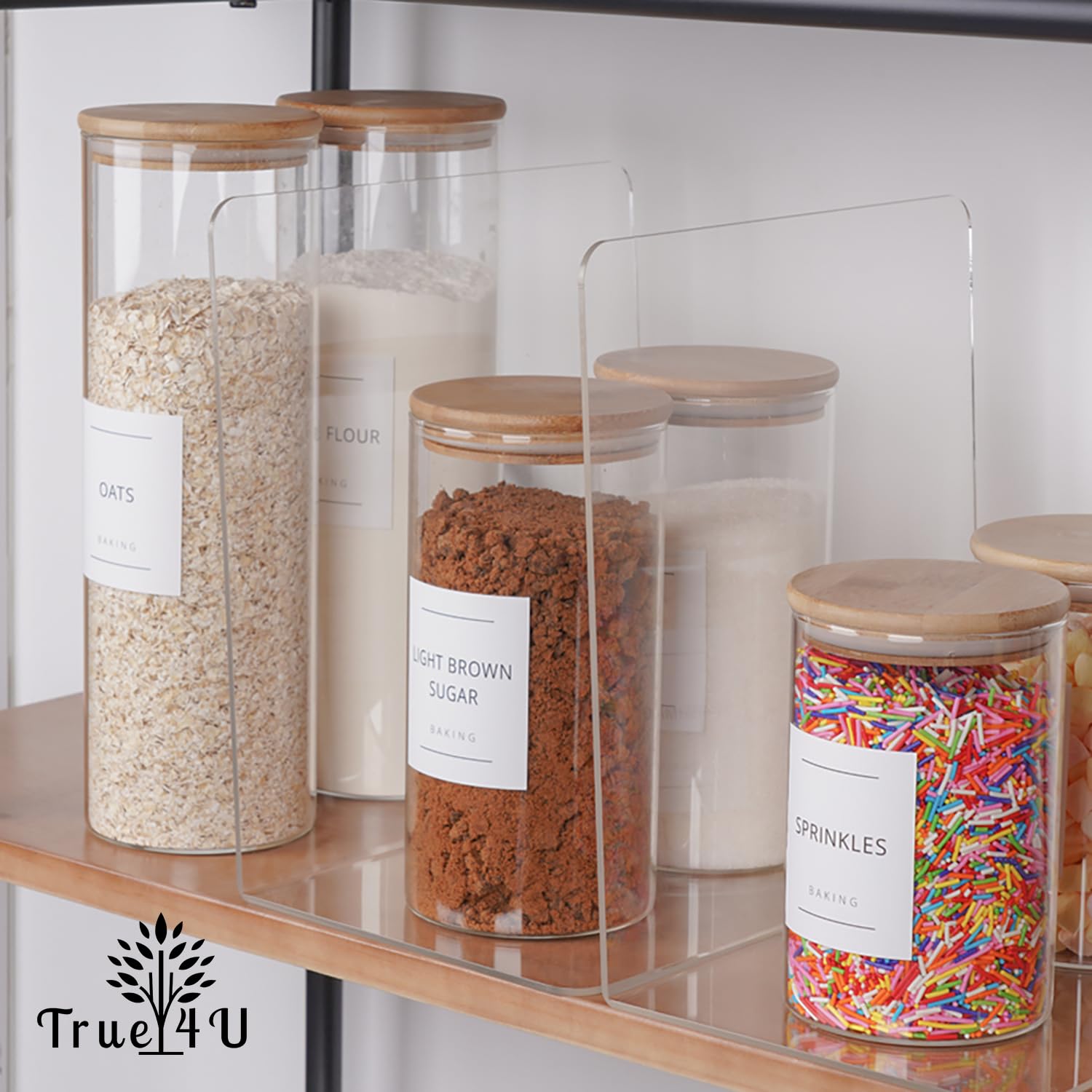 4 Pack Clear Acrylic Shelf Dividers for Closet Organization - Tall & Extra Deep Dividers for Bedroom, Kitchen, Office, Closet & Bathroom - Easy Installation for Neat Storage Solutions