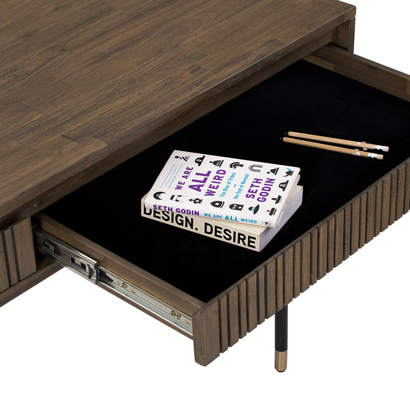 Hamilton Study Desk 140cm - Solid Oak & Acacia Veneer Toffee Finish - Perfect for Home Office, Student Dorm, or Small Space Workstation