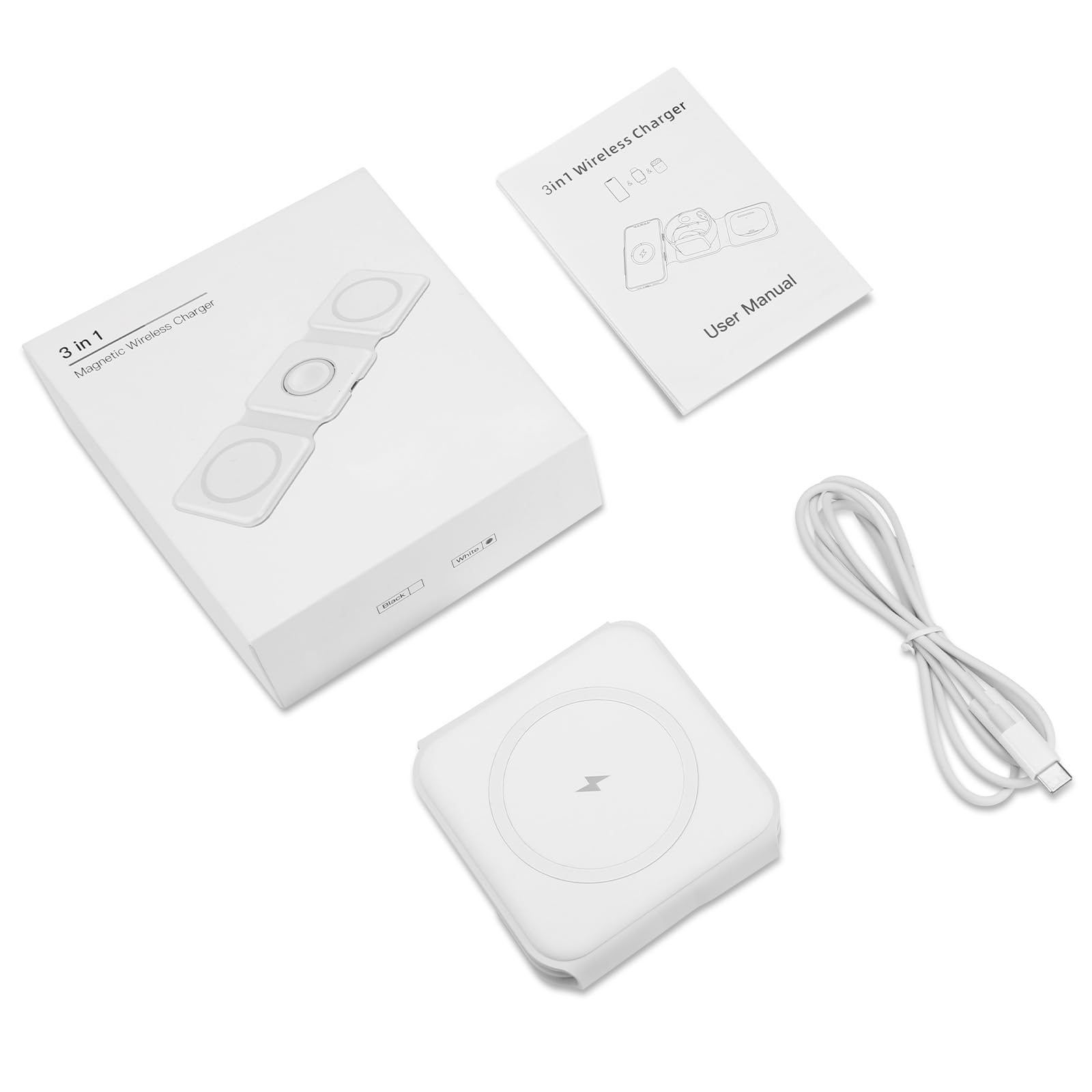 Ankilo 3-in-1 Foldable Magsafe Wireless Charging Station for iPhone 15/14/13/12 Series, Apple Watch & AirPods Pro | Portable Travel Charger for Multiple Devices | Perfect for Home, Office & Car Use (Adapter Not Included)