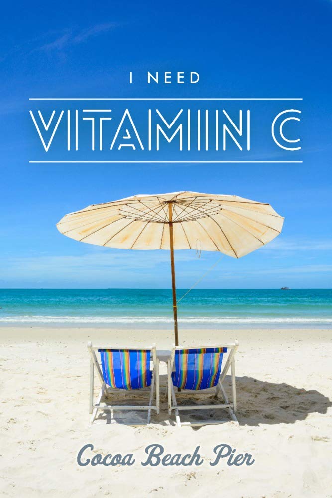 Lantern Press Cocoa Beach Pier Florida Art Print - Vitamin C, Beach Chairs & Umbrella Wall Decor (9x12 Travel Poster) - Perfect for Coastal Home Decor, Beach House Living Room & Vacation Theme Bedroom