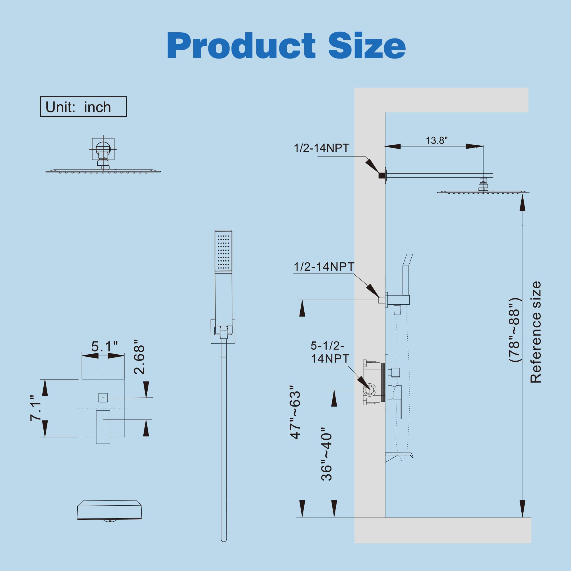 Premium Matte Black All-Metal Shower System with 10