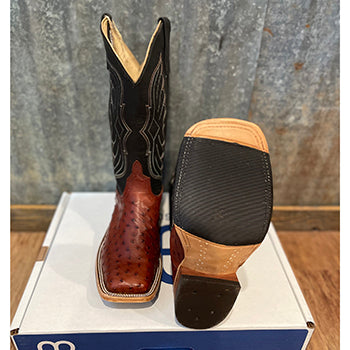 Anderson Bean Men's Almond Full Quill Ostrich Cowboy Boots - Western Style Leather Boots for Men - Perfect for Rodeo, Country Dancing & Casual Wear