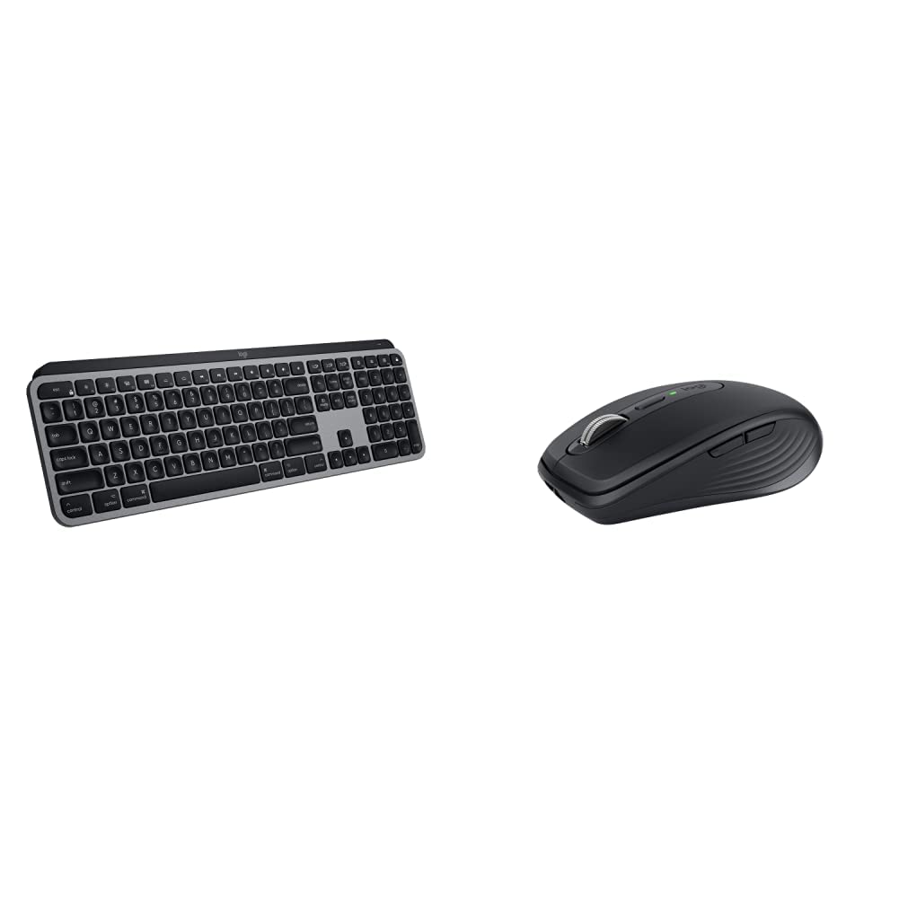 Logitech MX Keys Advanced Wireless Illuminated Keyboard & MX Anywhere 3 Compact Mouse Combo - Graphite | Ergonomic Wireless Keyboard and Mouse Set for Office, Home, Gaming & Productivity