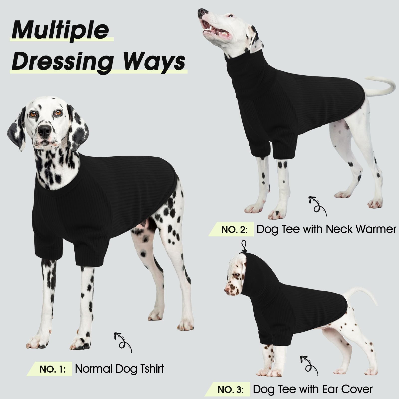 ROZKITCH 2-in-1 Dog Hoodie Shirt with Detachable Ears - Soft Lightweight Striped Pullover Sweater for Small Medium Large Dogs (Black, 2XL) - Perfect for Outdoor Walks, Pet Costume Parties & Winter Warmth
