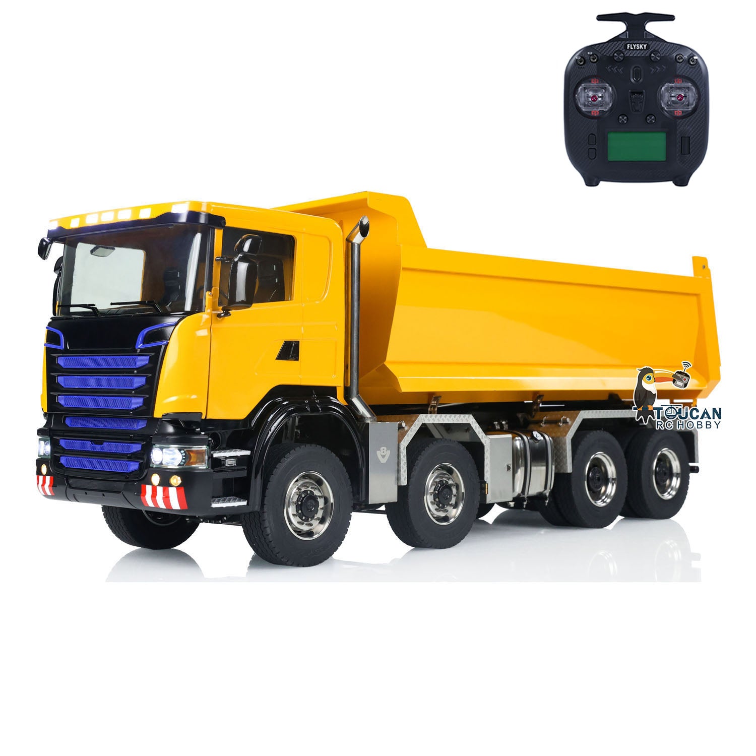 1/14 Scale Metal Remote Control Hydraulic Dump Truck - 8x8 RC Construction Vehicle with Differential & Full Tipper Function - Perfect for Construction Site Play, Collectors & RC Hobbyists