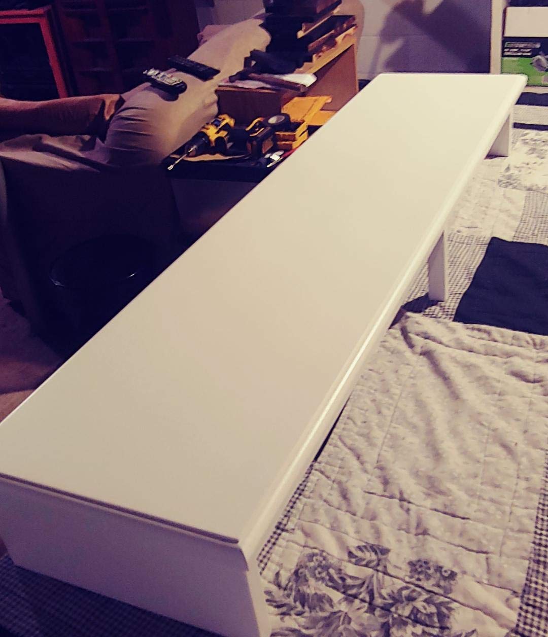 Premium White Large Sound Bar TV Stand Riser with Built-in Cable Management - Perfect for Home Theater, Gaming & Entertainment Systems