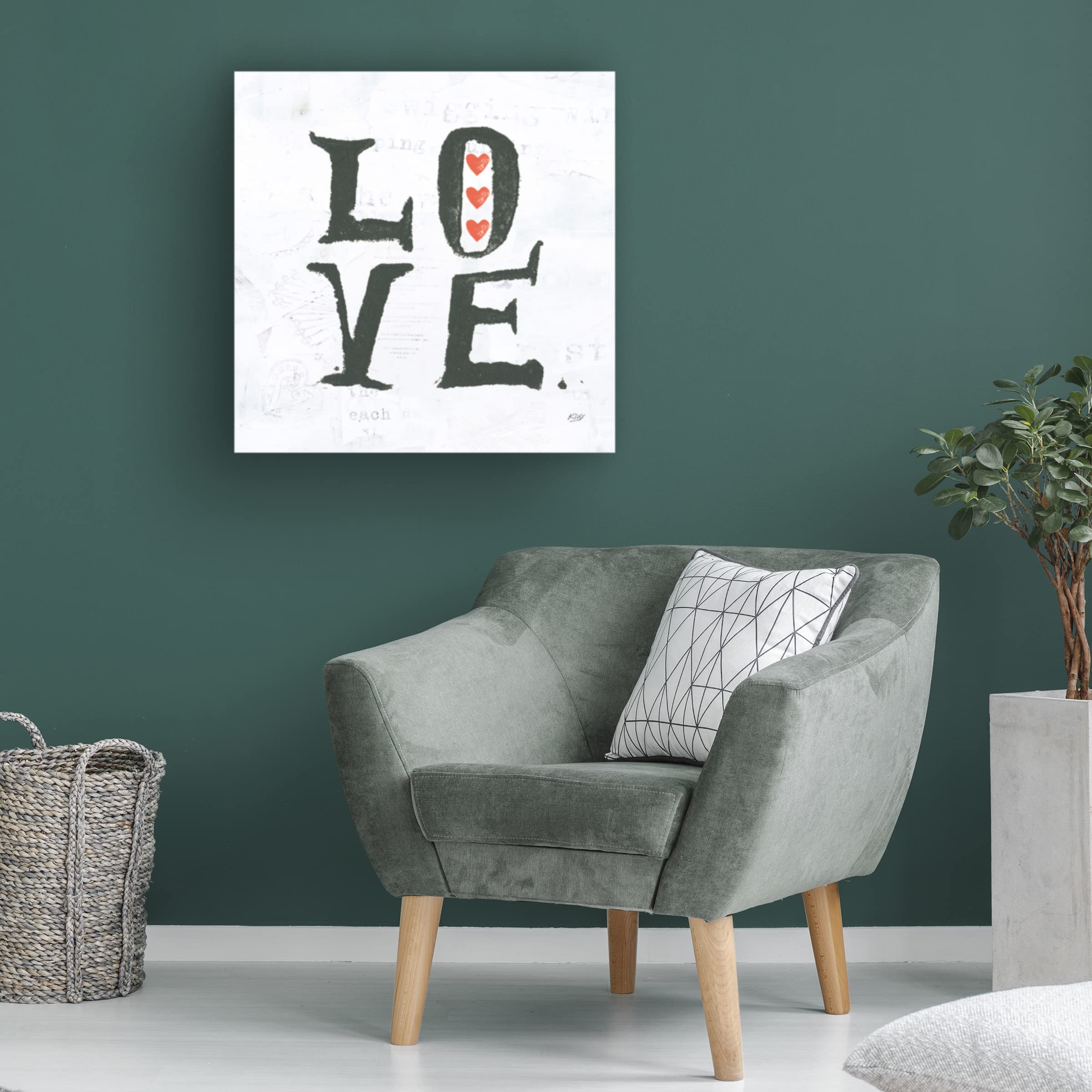 Trademark Fine Art 'Love' Canvas Wall Art by Kellie Day - Romantic Home Decor for Living Room & Bedroom