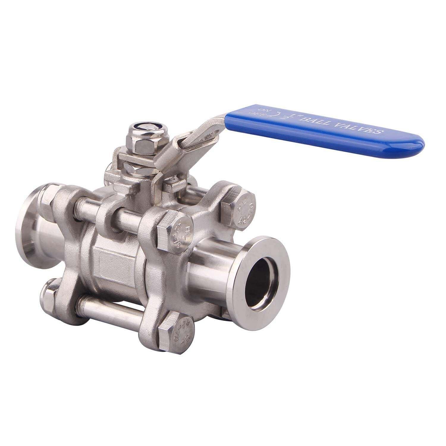 304 Stainless Steel KF25 High Vacuum Ball Valve with Blue Locking Handle - Fast Clamp Seal for Lab, Semiconductor & Vacuum Systems
